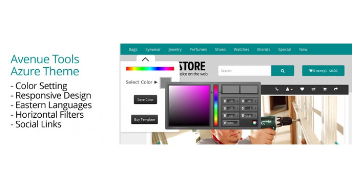 OpenCart 2 Theme Avenue Tools Azure
