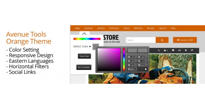 OpenCart 2 Theme Avenue Tools Orange