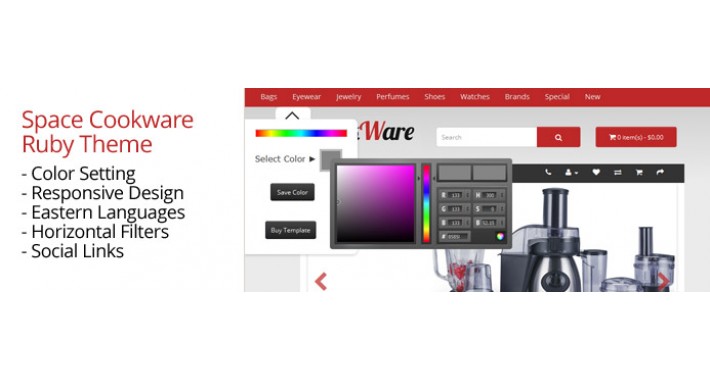 OpenCart 2 Theme Space Cookware Ruby