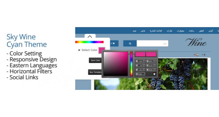 OpenCart 2 Theme Sky Wine Cyan