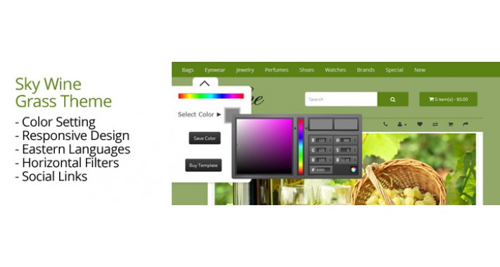 OpenCart 2 Theme Sky Wine Grass