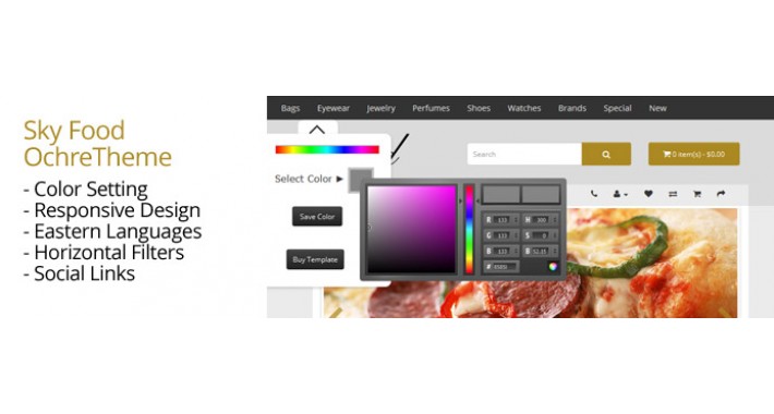 OpenCart 2 Theme Sky Food Ochre
