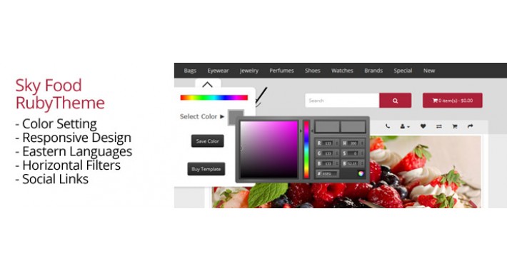 OpenCart 2 Theme Sky Food Ruby