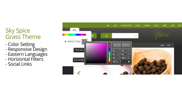 OpenCart 2 Theme Sky Spice Grass