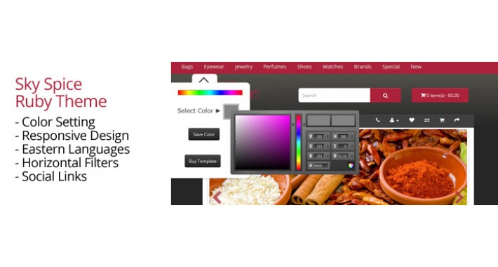 OpenCart 2 Theme Sky Spice Ruby