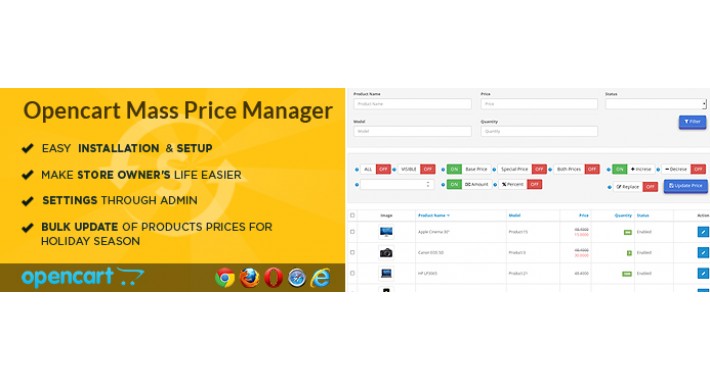 Opencart Magik Mass Price Manager