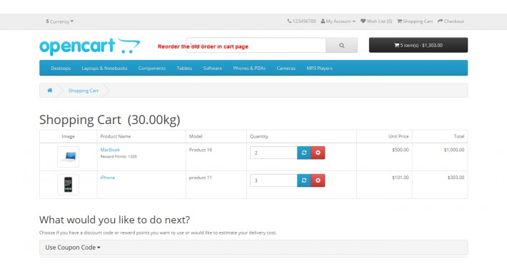 Products Reorder ocmod