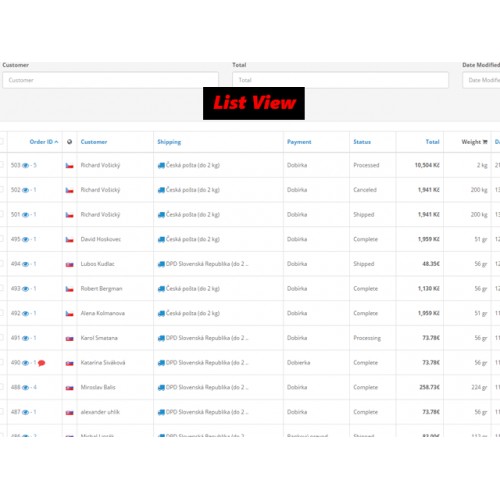 OpenCart - Admin Order List Details & Columns 2x