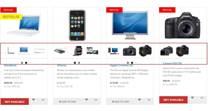 Thumbnail carousel product
