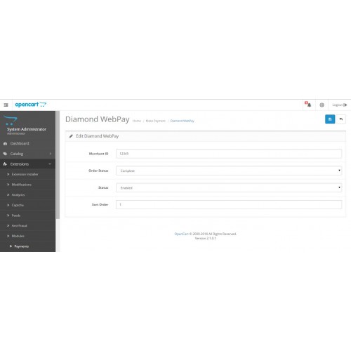 Opencart Diamond Bank Webpay