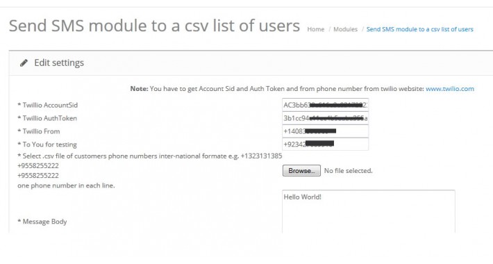 Send SMS to a csv list of customers