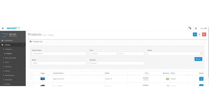 Admin - Add price from/to filtering feature in Products View