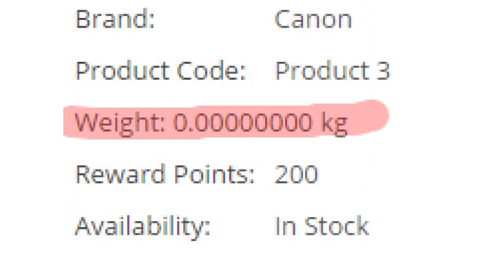 Show Weight On Product Page