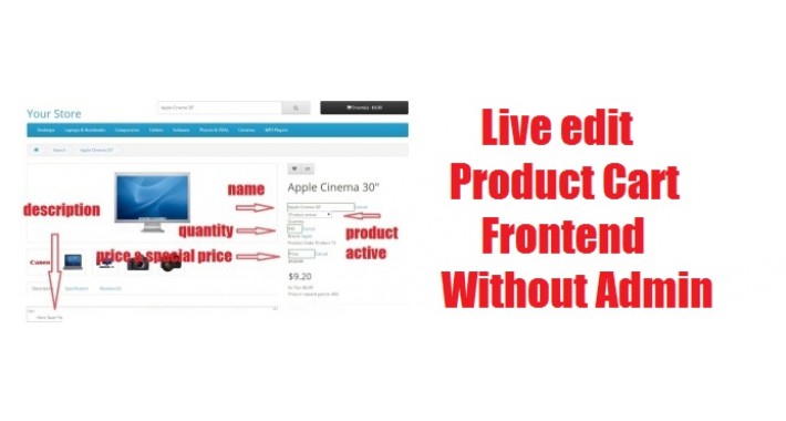 Live edit product cart frontend without admin