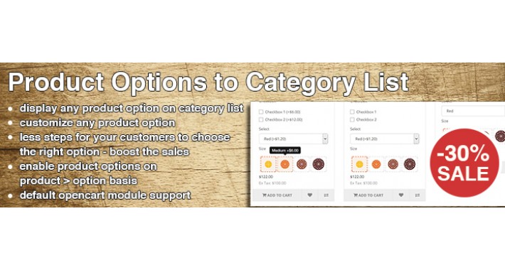 Product Options to Category List - SALE
