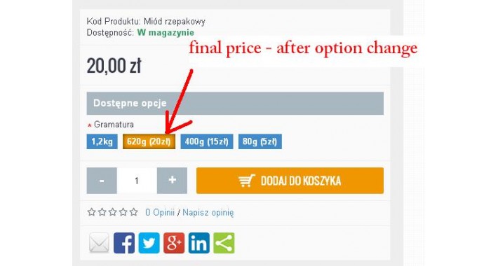 option price update after change