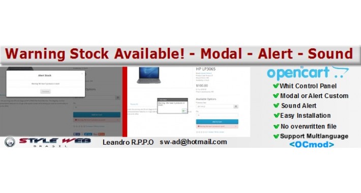 Warning Stock Available! - Modal - Alert - Sound