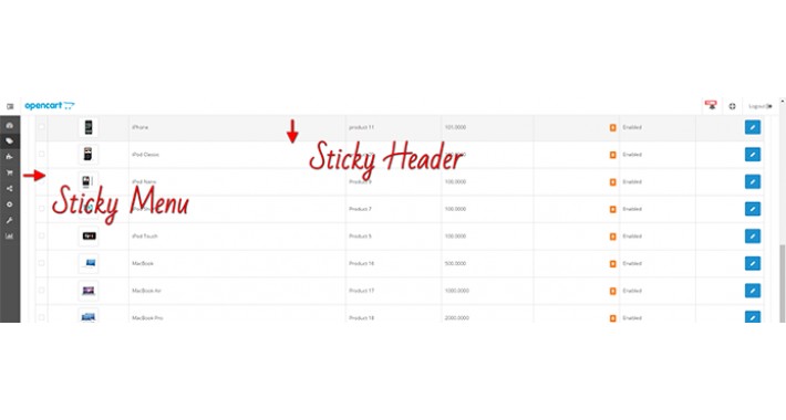 Admin Sticky Header - Menu