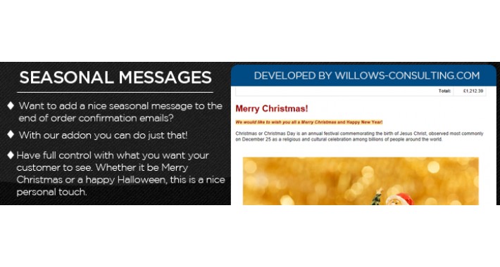 Seasonal Message in confirmation email