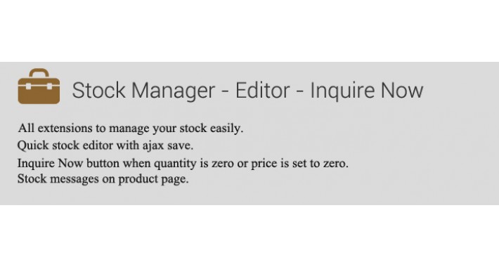 Stock Manager - Editor - Inquire Now - Multi Feature Extension