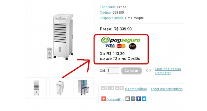mostrar parcela no produto