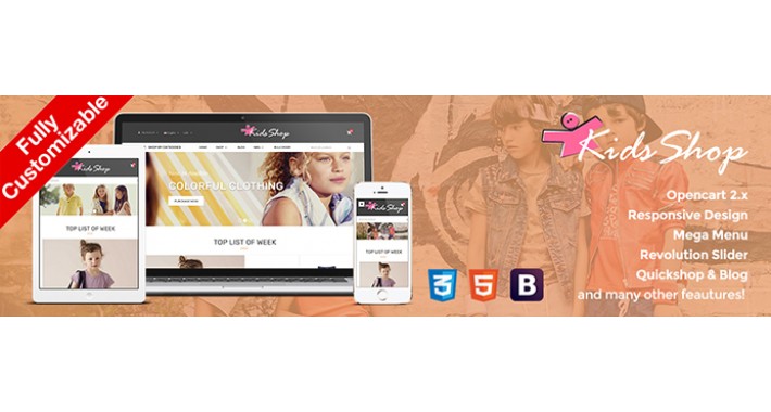 OpenCart Fashion Kids Store Theme - Responsive Template Shop