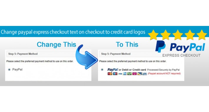 Change paypal express text on checkout to credit card logos 