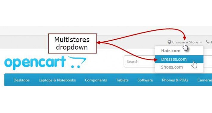 Multistores in header as dropdown menu