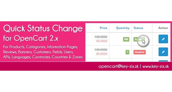 QUICK STATUS CHANGE FOR OPENCART 2