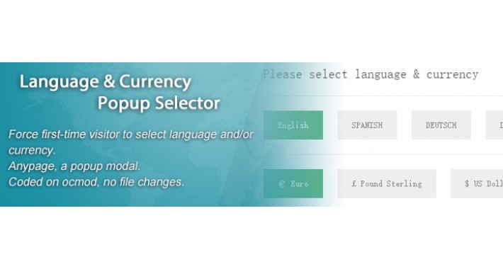Language and Currency Popup Modal Selector