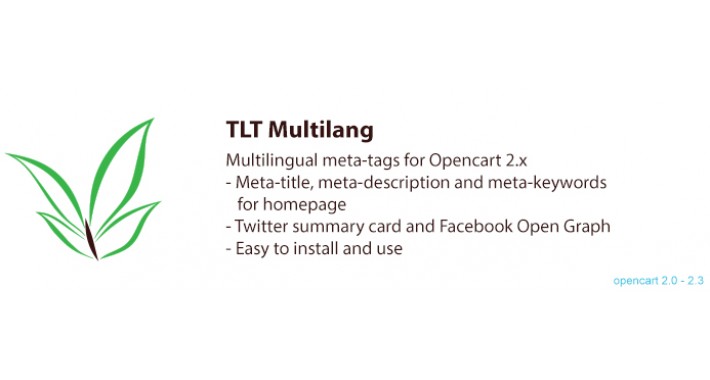 TLT Multilang: Multilingual meta-tags for Opencart 2.1-3.0