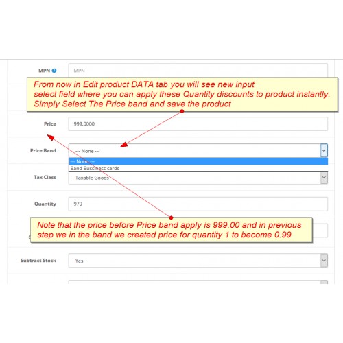 OpenCart Quantity Discount Price Bands Manager