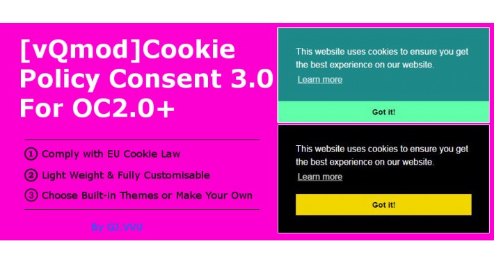 [VQMOD]Cookie Policy Consent 3.0 For OC2.0+