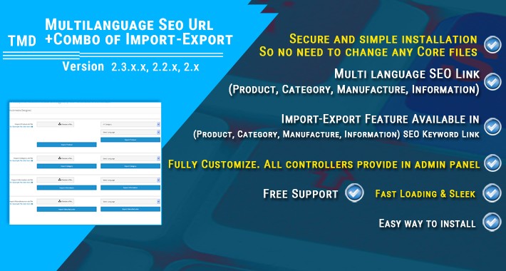 Multilanguage Seo Url + Combo of Import-Export