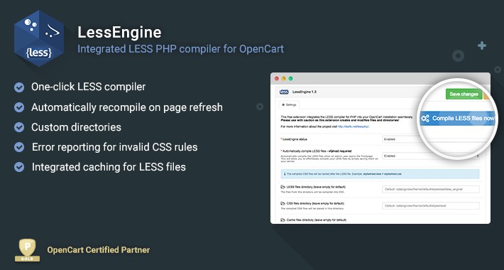 LessEngine - Integrated LESS PHP compiler for OpenCart