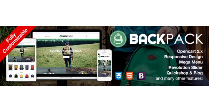 Backpack Store Responsive OpenCart Theme - Bags, Casual Daypacks