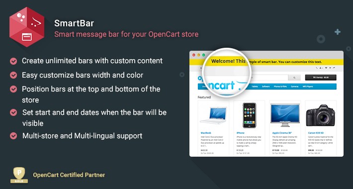 Smart Bar - Smart message bar for your OpenCart store