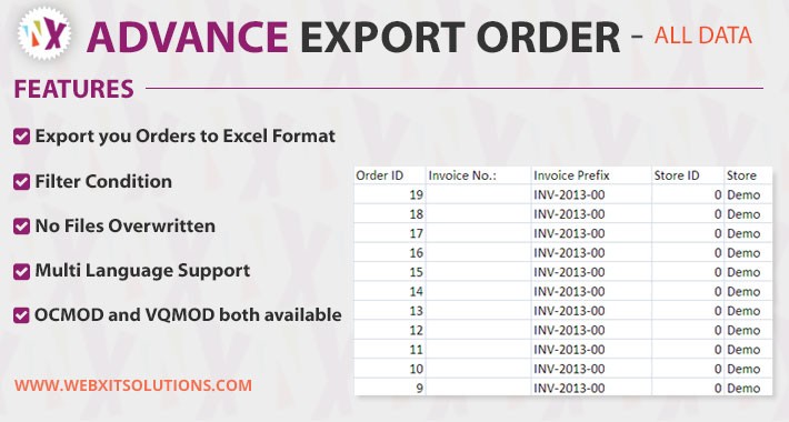 Export Order All data - OCMOD - VQMOD (1.5x, 2x & 3x)