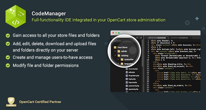 Code Manager - Web-based IDE framework for OpenCart