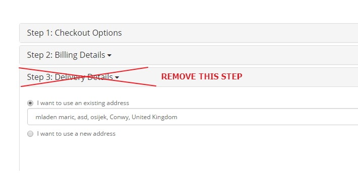Remove Step 3: Delivery Details