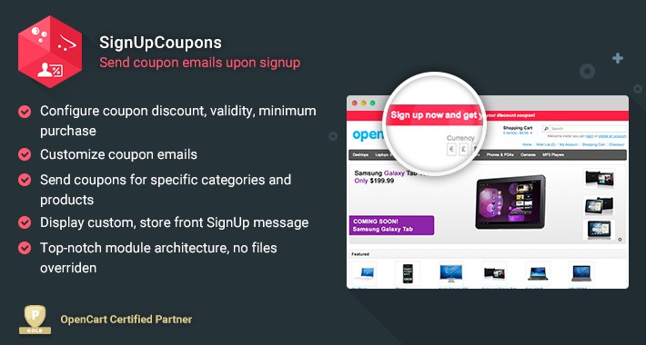 Sign Up Coupons - Send emails with coupons upon signup