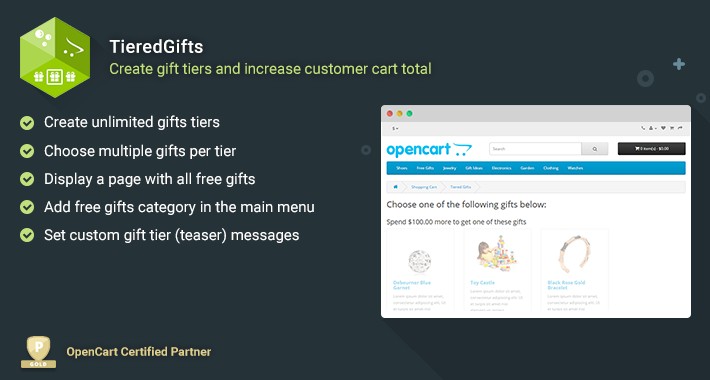 TieredGifts - Create gift tiers and increase customer cart total