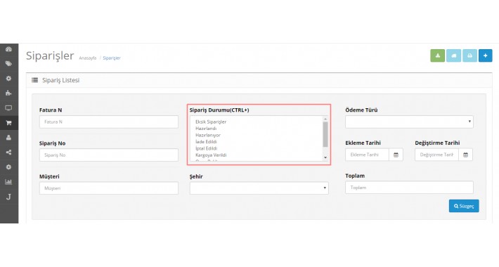 Multiply select option for Order status in  Order List