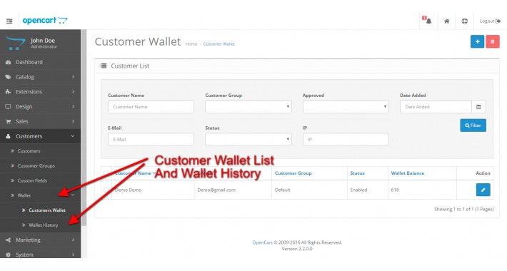 Opencart Wallet System for Customers Opencart Wallet System for Customers