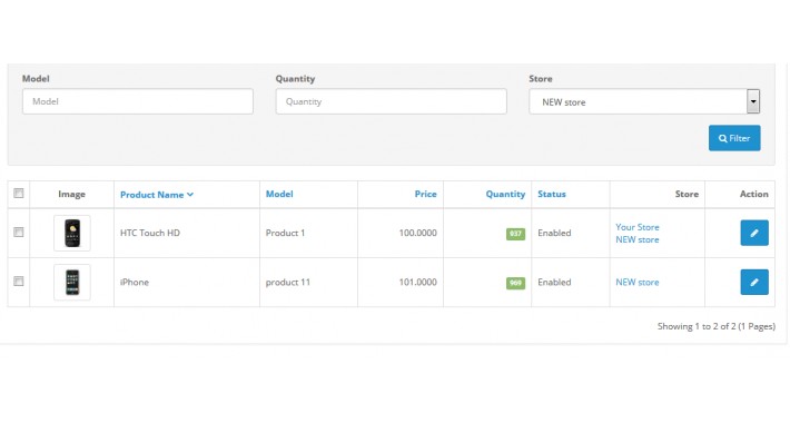 Store filter in product list