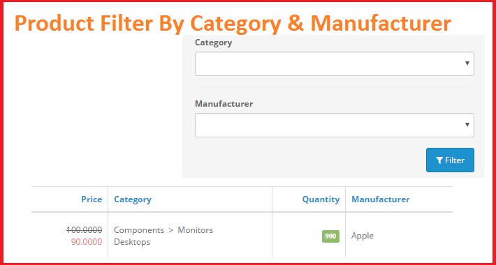 Admin Product filters by category & manufacturer