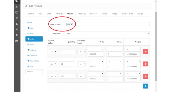 H.O.P Hide Option Price