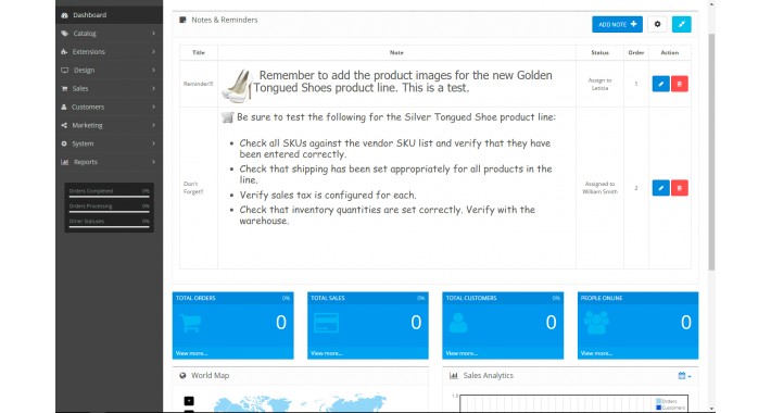 Administration Dashboard Notes and Reminders Extension