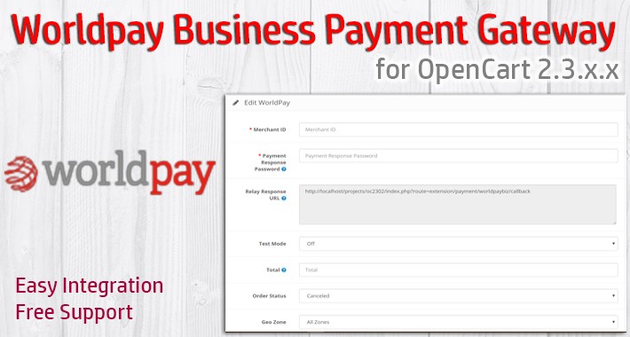 Worldpay Business Payment Gateway for OpenCart 2.3.x.x
