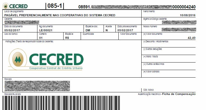 Boleto Bancário SISTEMA CECRED com 2ª Via